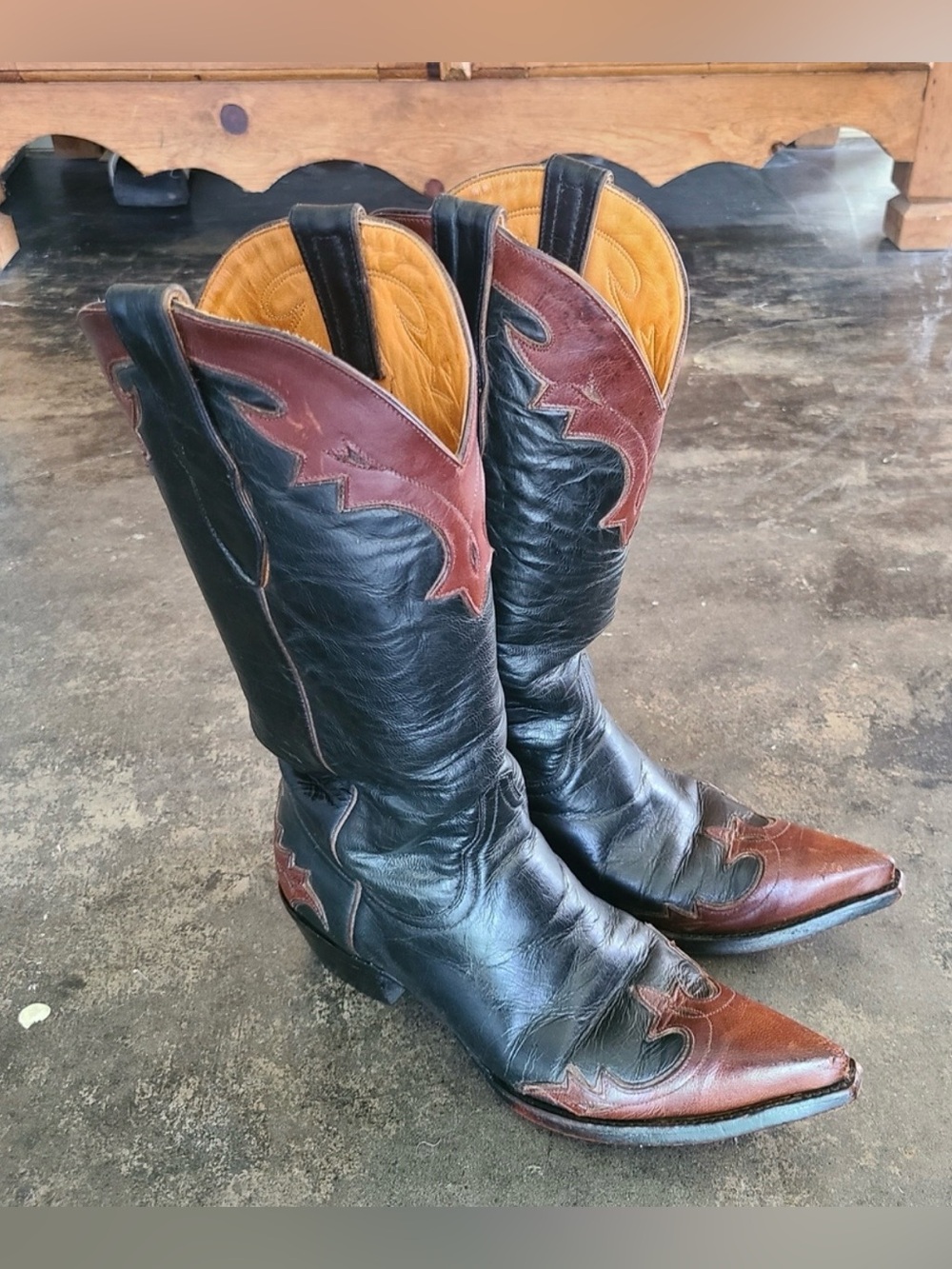 Old Gringo Two-Tone Black & Brown Leather Cowboy Boots